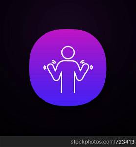 Hands tremor app icon. UI/UX user interface. Parkinson's disease. Shaky hands. Anxiety tremor. Muscle twitching. Trembling. Stress symptoms. Web or mobile application. Vector isolated illustration. Hands tremor app icon