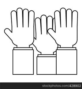Hands up icon. Outline illustration of hands up vector icon for web. icon, outline style
