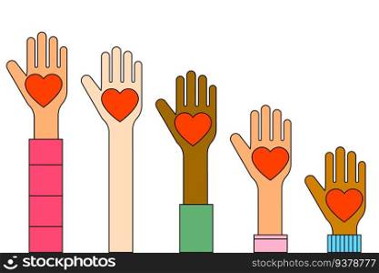 hands up with heart love. Vector illustration. stock image. EPS 10.. hands up with heart love. Vector illustration. stock image.