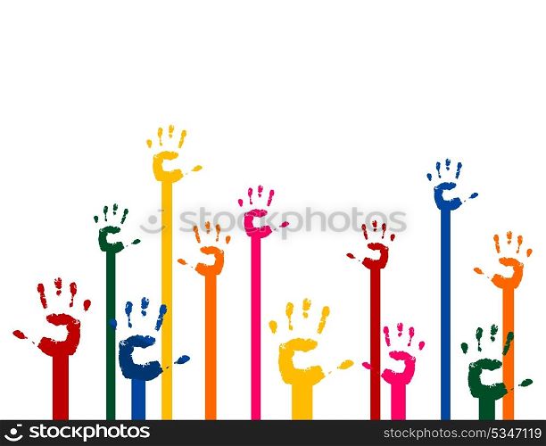 Hands upwards. Hands last upwards in a greeting. A vector illustration