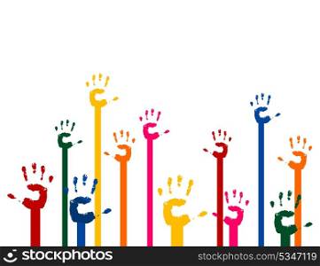 Hands upwards. Hands last upwards in a greeting. A vector illustration