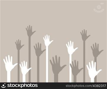 Hands upwards2. Hands last upwards in a greeting. A vector illustration