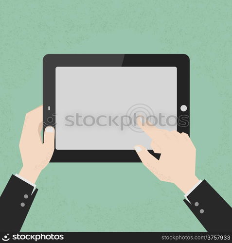 Hands with a tablet touch , eps10 vector format