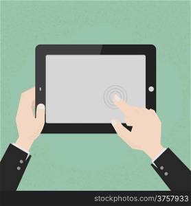 Hands with a tablet touch , eps10 vector format