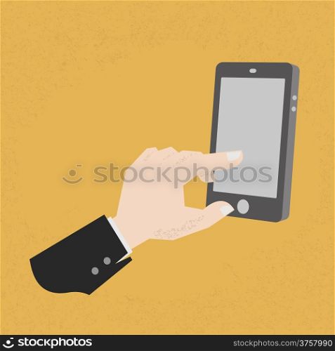 Hands with a tablet touch , eps10 vector format