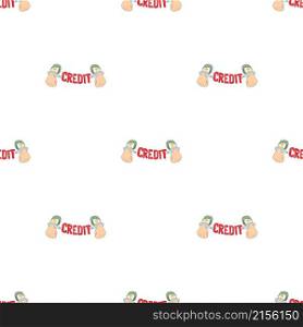 Hands with handcuffs and credit lettering pattern seamless background texture repeat wallpaper geometric vector. Hands with handcuffs and credit lettering pattern seamless vector