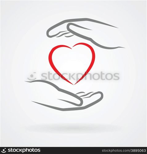 Hands with heart symbol icon as love concept vector illustration