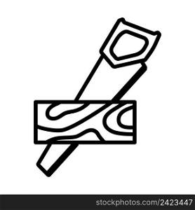 Handsaw Cutting A Plank Icon. Bold outline design with editable stroke width. Vector Illustration.