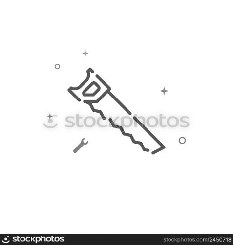 Handsaw simple vector line icon. Repair and decoration, finishing facilities symbol, pictogram, sign isolated on white background. Editable stroke. Adjust line weight.. Handsaw simple vector line icon. Tool symbol, pictogram, sign isolated on white background. Editable stroke