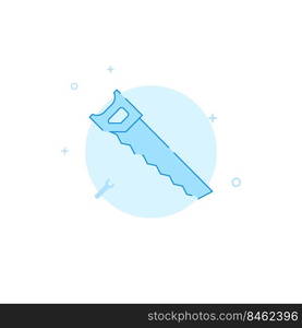 Handsaw vector icon. Flat illustration. Filled line style. Blue monochrome design.. Handsaw flat vector icon. Filled line style. Blue monochrome design.