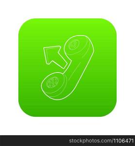 Handset icon green vector isolated on white background. Handset icon green vector