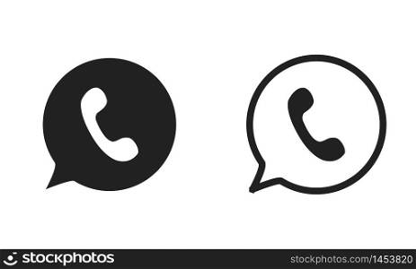 Handset icon in bubble, phone masseger vector icon set.