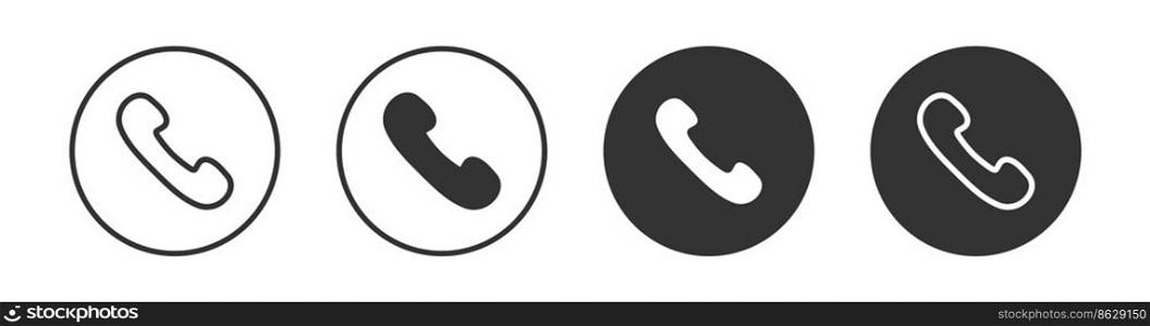 Handset icon set. Retro telephone illustration symbol. Sign phone vector flat.