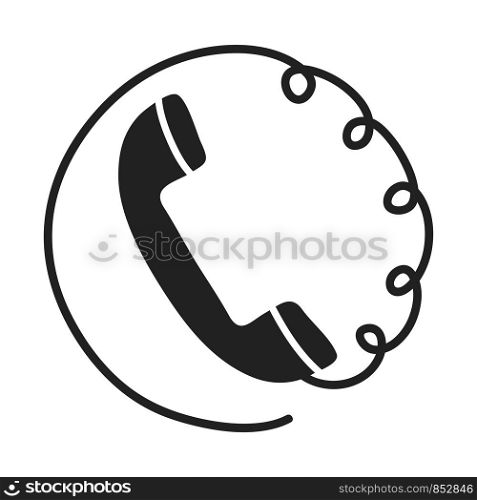 handset phone flat icon on white background, stock vector illustration