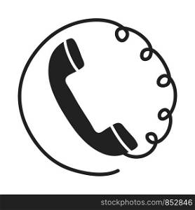 handset phone flat icon on white background, stock vector illustration