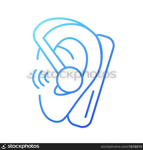 Handsfree headset gradient linear vector icon. Wireless earpiece for business conversations. Calling while driving. Thin line color symbol. Modern style pictogram. Vector isolated outline drawing. Handsfree headset gradient linear vector icon