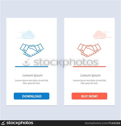 Handshake, Agreement, Business, Hands, Partners, Partnership Blue and Red Download and Buy Now web Widget Card Template