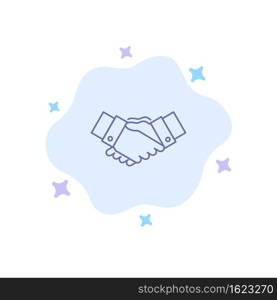 Handshake, Agreement, Business, Hands, Partners, Partnership Blue Icon on Abstract Cloud Background