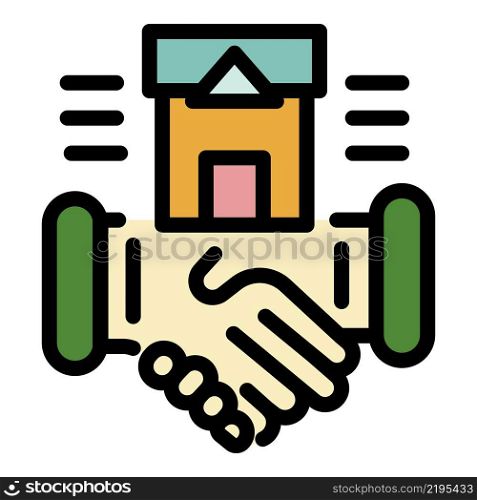 Handshake and residence icon. Outline handshake and residence vector icon color flat isolated. Handshake and residence icon color outline vector