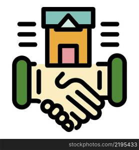 Handshake and residence icon. Outline handshake and residence vector icon color flat isolated. Handshake and residence icon color outline vector