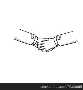 Handshake. Business agreement. Friendship and communication. Sketch drawn cartoon illustration. Handshake. Business agreement.