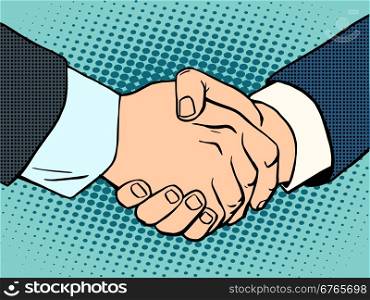 Handshake business deal contract. Business concept then art retro style. Handshake business deal contract