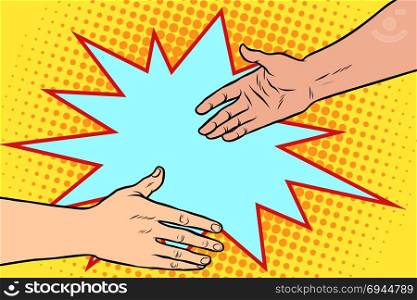 handshake, business deal, friendship. Pop art retro vector illustration. handshake, business deal, friendship