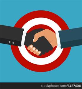 Handshake, business partnership. Symbol of success deal, happy business partnership, agreement. Flat design isolated on background. Vector illustration.. Vector business partnership illustration. Handshake. Symbol of success deal, happy business partnership, agreement. Flat design isolated on background