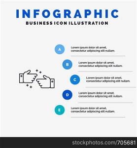 Handshake, Done, Ok, Business Line icon with 5 steps presentation infographics Background