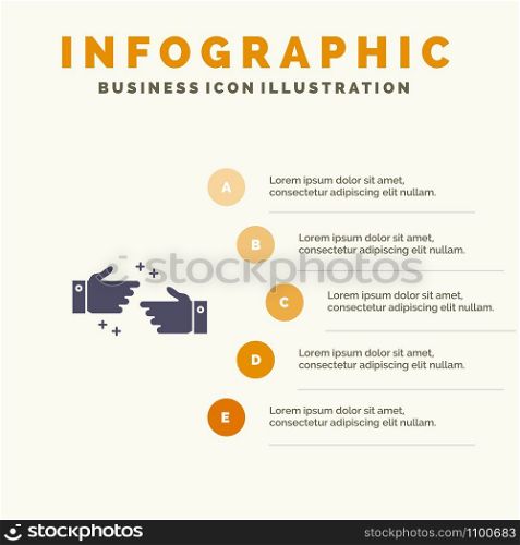 Handshake, Done, Ok, Business Solid Icon Infographics 5 Steps Presentation Background