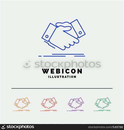 handshake, hand shake, shaking hand, Agreement, business 5 Color Line Web Icon Template isolated on white. Vector illustration. Vector EPS10 Abstract Template background