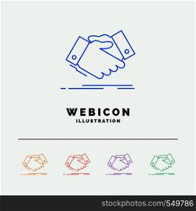 handshake, hand shake, shaking hand, Agreement, business 5 Color Line Web Icon Template isolated on white. Vector illustration. Vector EPS10 Abstract Template background