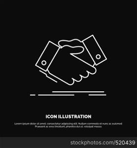 handshake, hand shake, shaking hand, Agreement, business Icon. Line vector symbol for UI and UX, website or mobile application. Vector EPS10 Abstract Template background