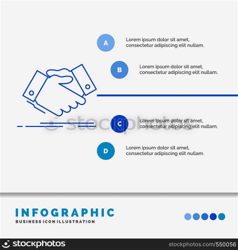 handshake, hand shake, shaking hand, Agreement, business Infographics Template for Website and Presentation. Line Blue icon infographic style vector illustration. Vector EPS10 Abstract Template background