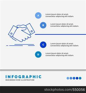 handshake, hand shake, shaking hand, Agreement, business Infographics Template for Website and Presentation. Line Blue icon infographic style vector illustration. Vector EPS10 Abstract Template background