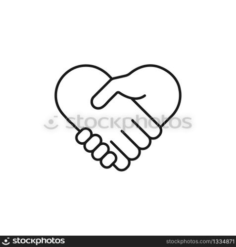 Handshake heart icon. Collaboration or integration symbol. Vector illustration EPS 10