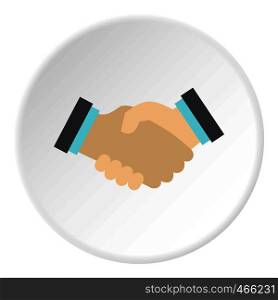 Handshake icon in flat circle isolated on white background vector illustration for web. Handshake icon circle