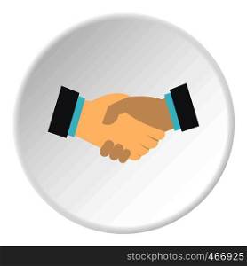 Handshake icon in flat circle isolated vector illustration for web. Handshake icon circle