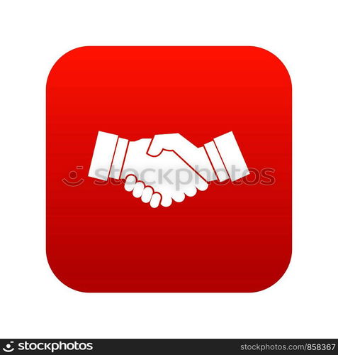 Handshake in simple style isolated on white background vector illustration. Handshake icon digital red