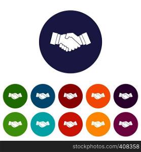 Handshake in simple style isolated on white background vector illustration. Handshake set icons