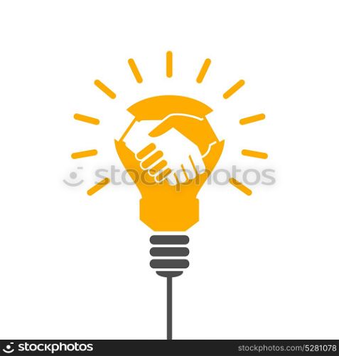 Handshake light bulb. Handshake in light bulbs. Vector illustration
