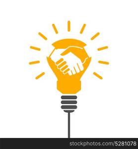 Handshake light bulb. Handshake in light bulbs. Vector illustration