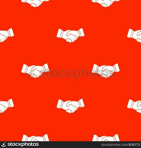 Handshake pattern repeat seamless in orange color for any design. Vector geometric illustration. Handshake pattern seamless