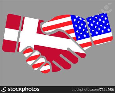 Handshake with Denmark and USA flags vector illustration eps 10.. Handshake with Denmark and USA flags vector