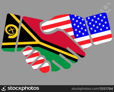 Handshake with Vanuatu and USA flags vector illustration eps 10.. Handshake with Vanuatu and USA flags vector