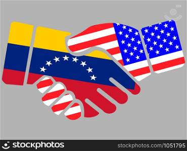 Handshake with Venezuela and USA flags Vector illustration eps 10.. Handshake with Venezuela and USA flags vector