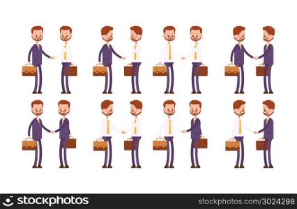 handshakes in a suit and shirt. businessman. cartoon character set