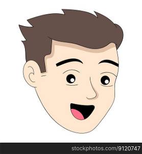 handsome boy head emoticon smiling friendly greeting. vector design illustration art