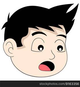 handsome chubby male head emoticon gawking in surprise. vector design illustration art