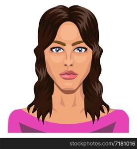 Handsome girl with blue eyes and long hair illustration vector on white background